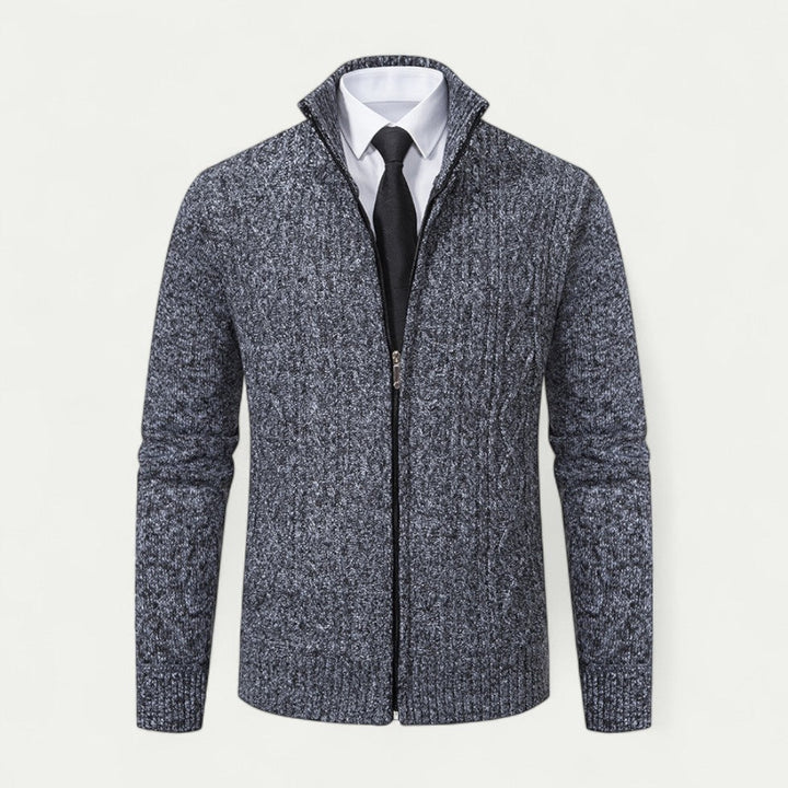 Herren Strickjacke Baumwolle Casual Stil mit Stehkragen und Knopfleiste 1