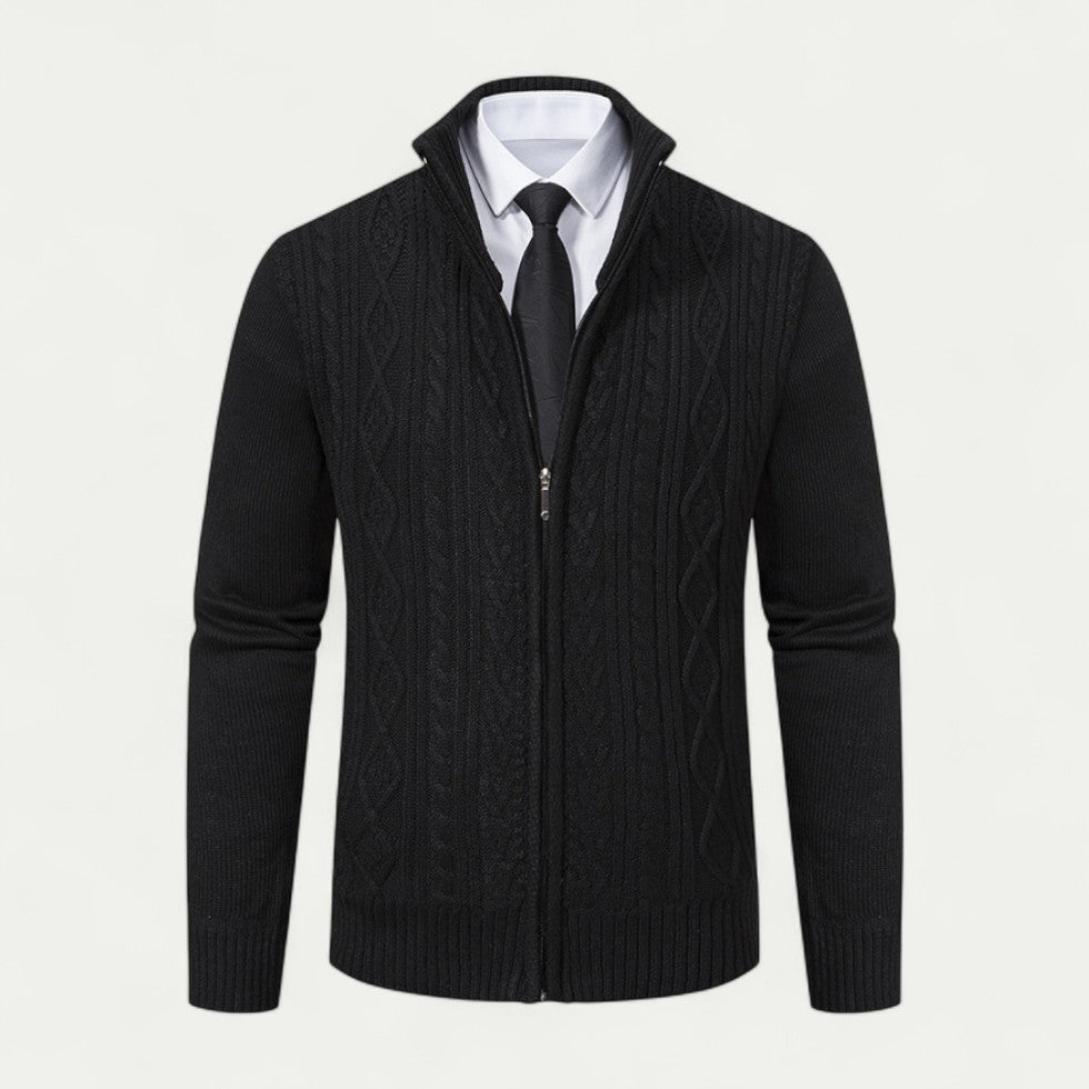 Herren Strickjacke Baumwolle Casual Stil mit Stehkragen und Knopfleiste 2