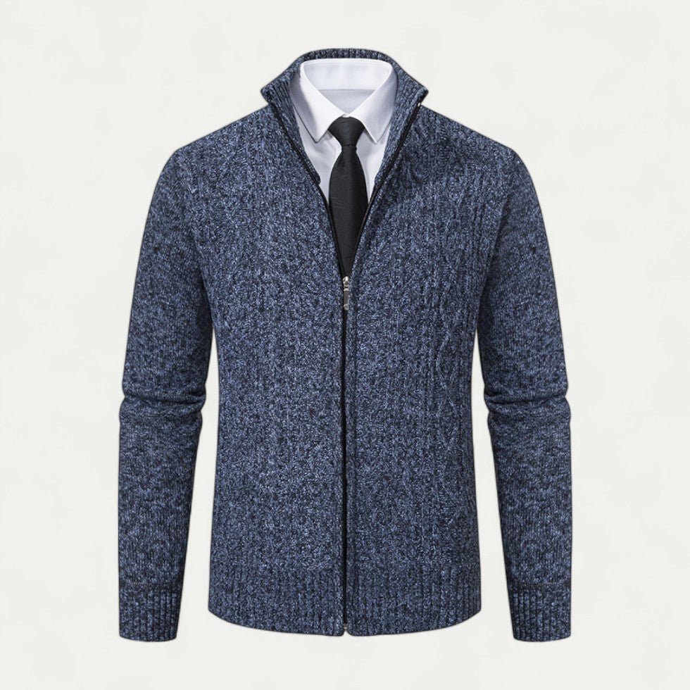 Herren Strickjacke Baumwolle Casual Stil mit Stehkragen und Knopfleiste 3