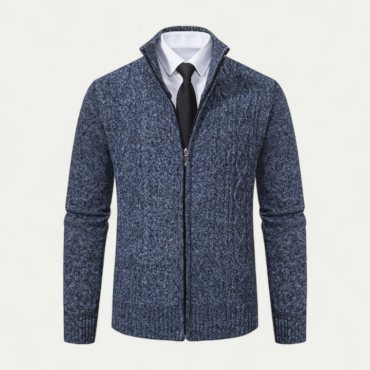 Herren Strickjacke Baumwolle Casual Stil mit Stehkragen und Knopfleiste 3