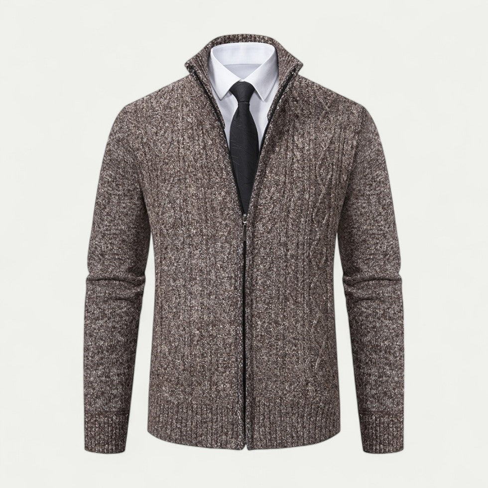 Herren Strickjacke Baumwolle Casual Stil mit Stehkragen und Knopfleiste 4