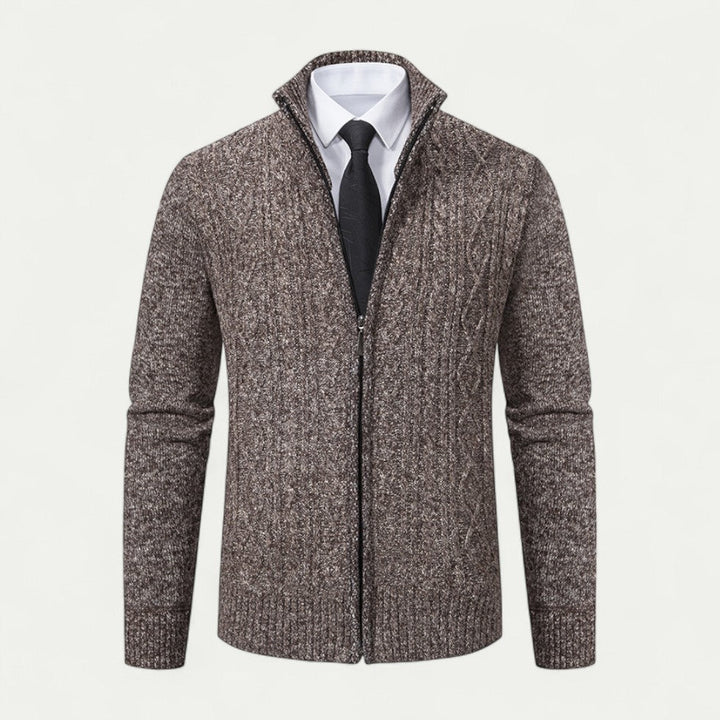 Herren Strickjacke Baumwolle Casual Stil mit Stehkragen und Knopfleiste 4