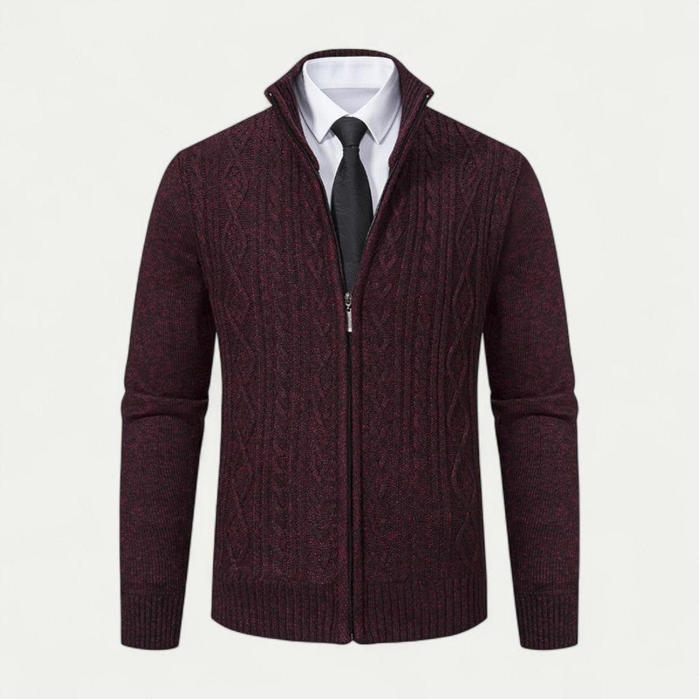 Herren Strickjacke Baumwolle Casual Stil mit Stehkragen und Knopfleiste 5