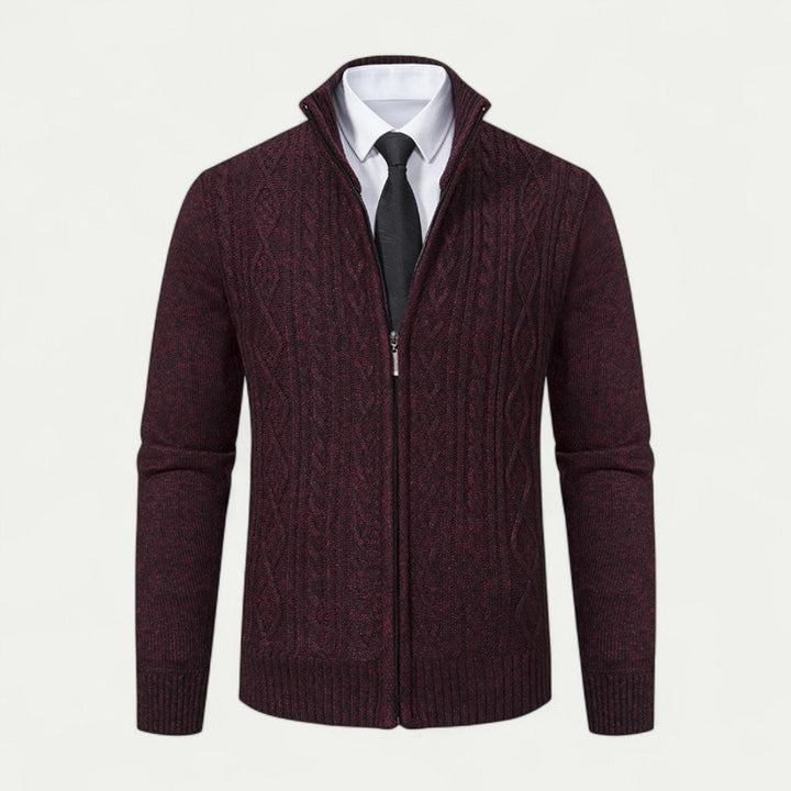 Herren Strickjacke Baumwolle Casual Stil mit Stehkragen und Knopfleiste 5