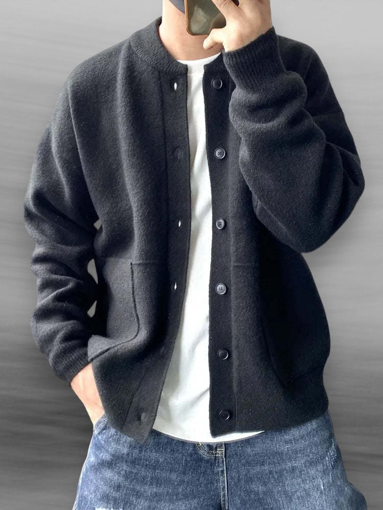 Herren Strickjacke Baumwolle mit Bomberkragen 0