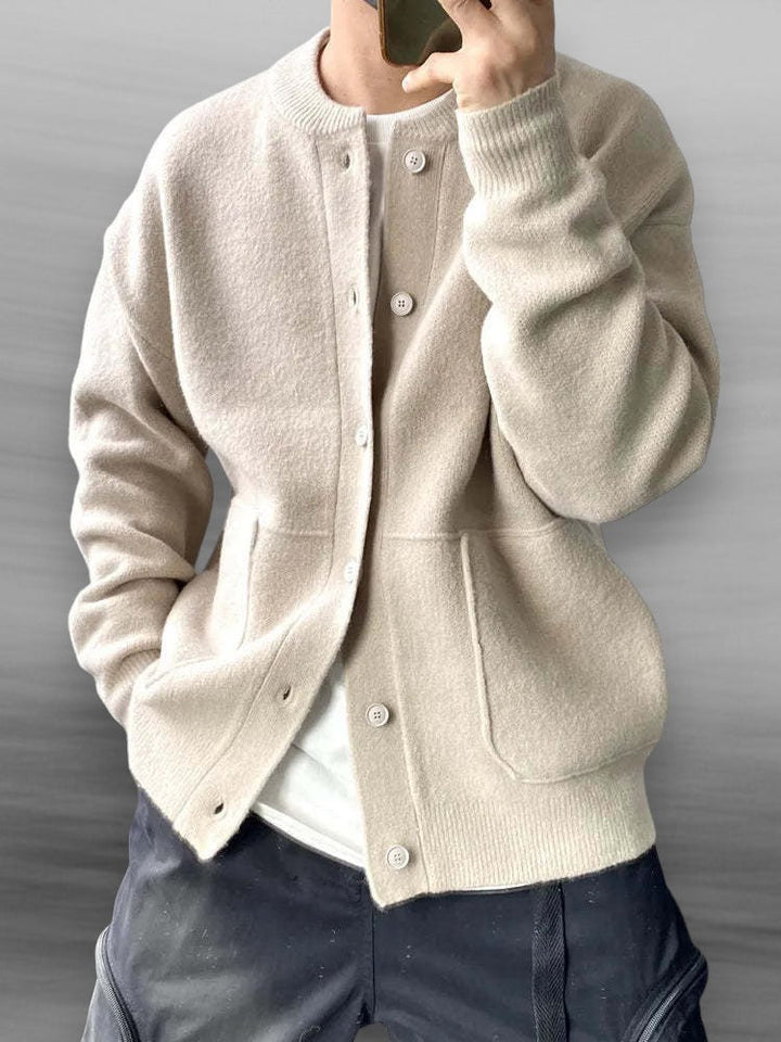 Herren Strickjacke Baumwolle mit Bomberkragen 1