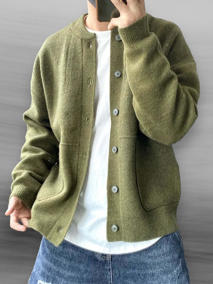 Herren Strickjacke Baumwolle mit Bomberkragen 2