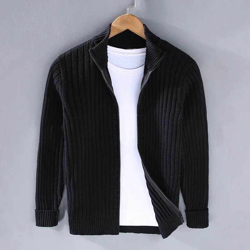 Herren Strickjacke Rippstrick mit Stehkragen – Elegante Cardigan für Vielseitige Looks 3