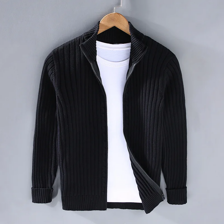 Herren Strickjacke Rippstrick mit Stehkragen – Elegante Cardigan für Vielseitige Looks 3