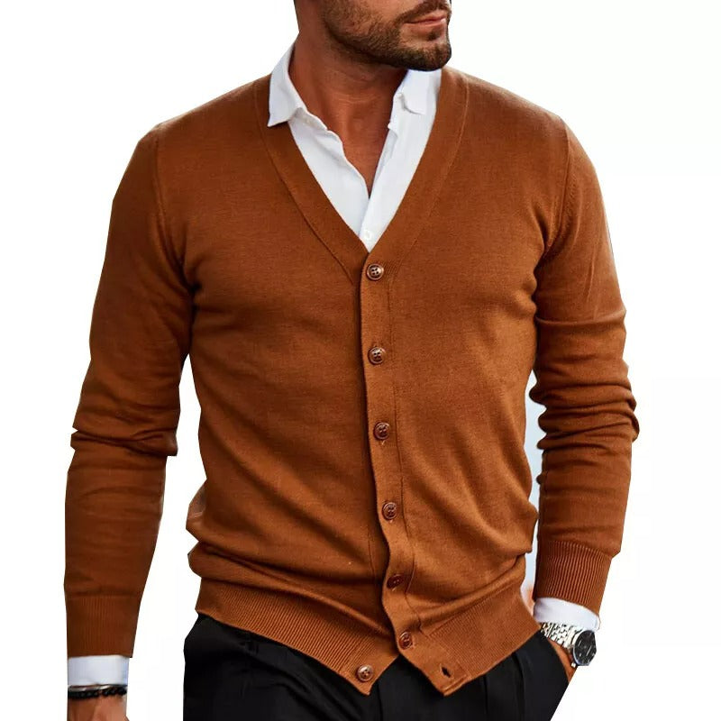 Herren Strickjacke V-Ausschnitt Baumwolle Cardigan 3