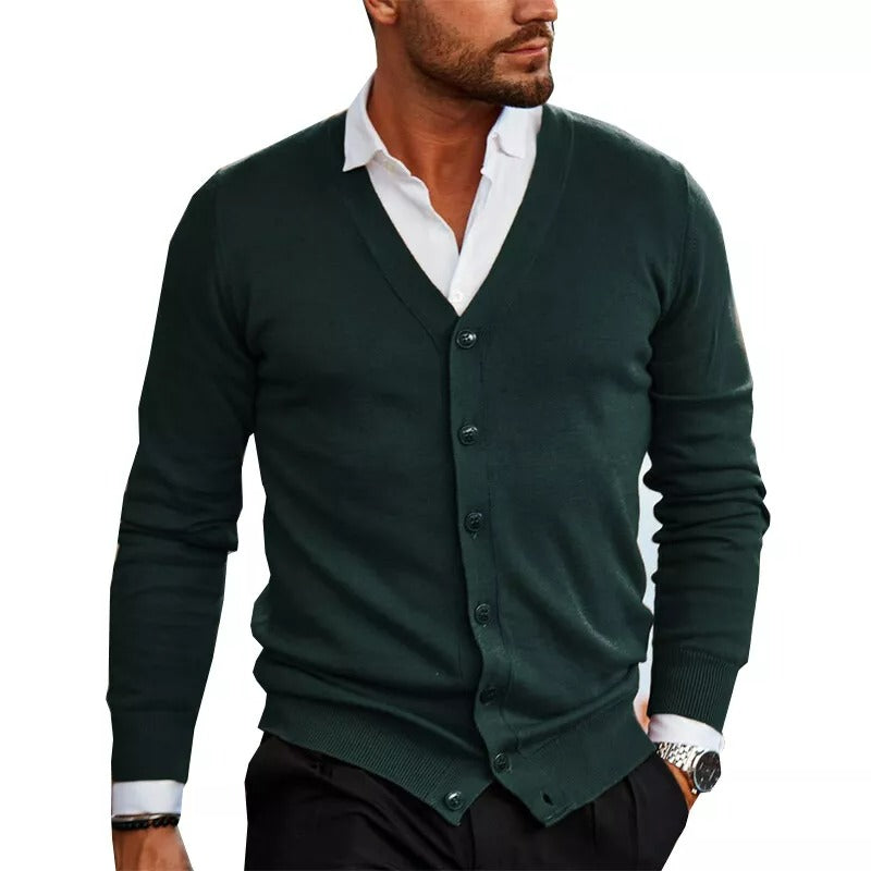 Herren Strickjacke V-Ausschnitt Baumwolle Cardigan 4