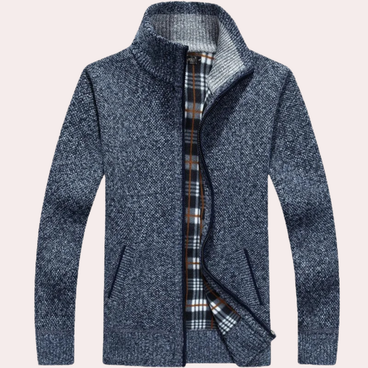 Herren Strickjacke mit Reißverschluss und Stehkragen aus Baumwollmischung 3