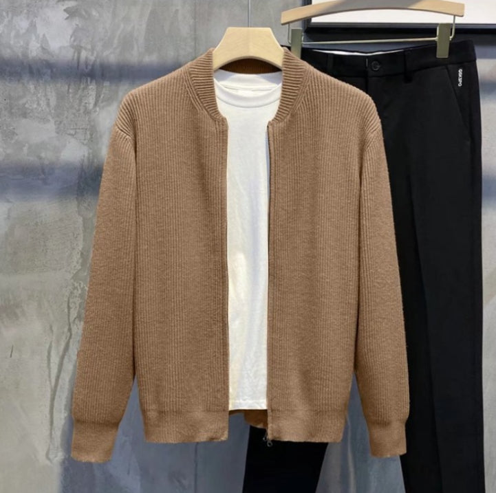 Herren Strickjacke mit Stehkragen und Rippstruktur aus Baumwollmischung 3