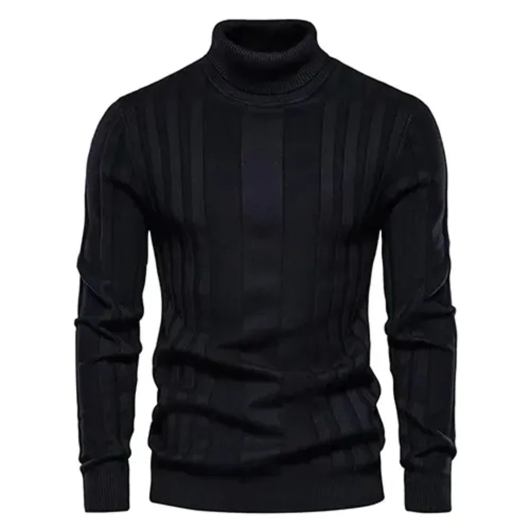 Men's knitted sweater turtleneck warm cotton classic