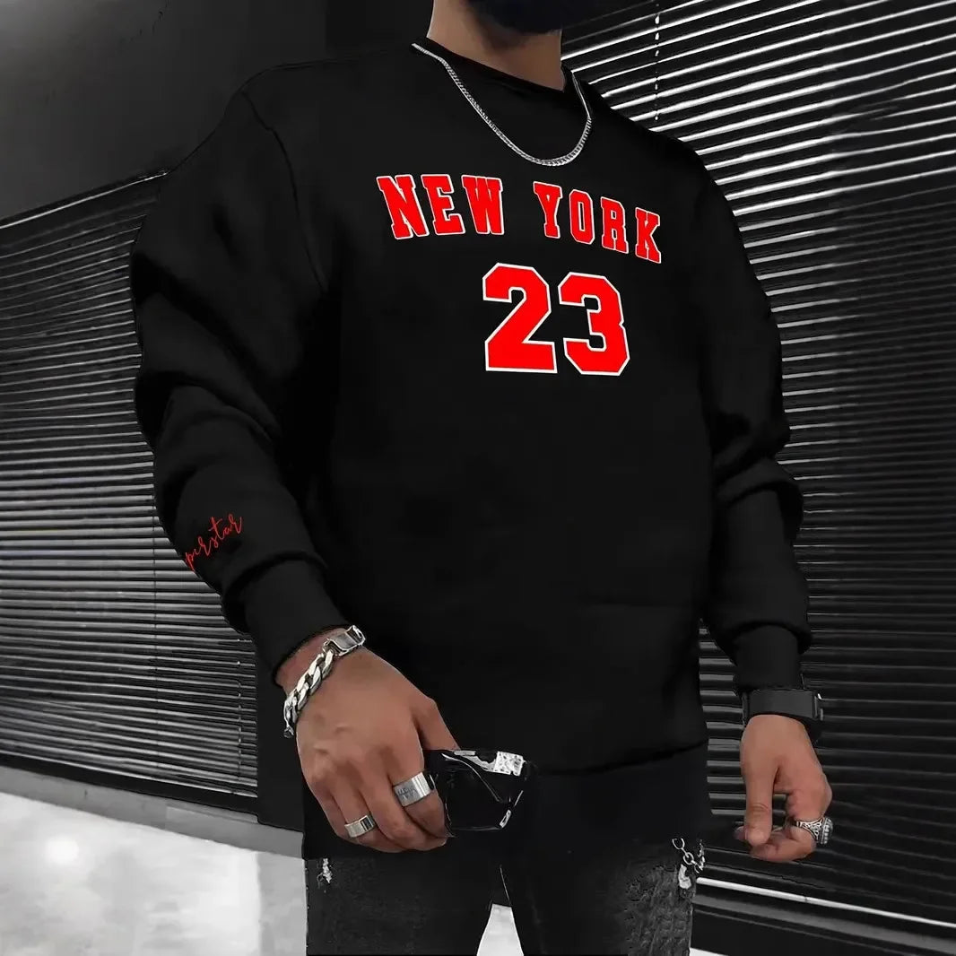 Sudadera para hombre de algodón casual con estampado