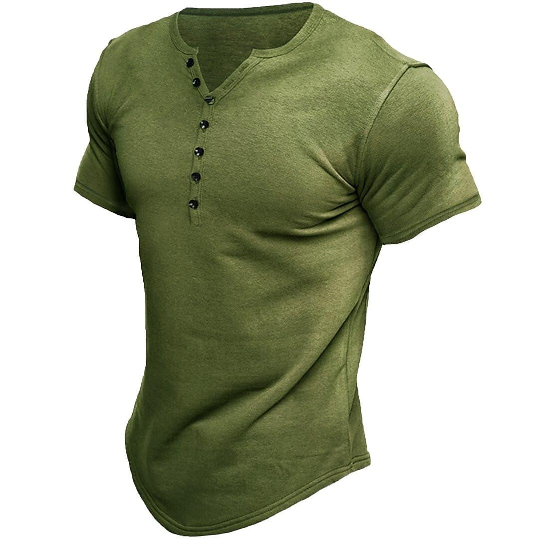 Men's T-Shirt with Half Button Placket Slim Fit