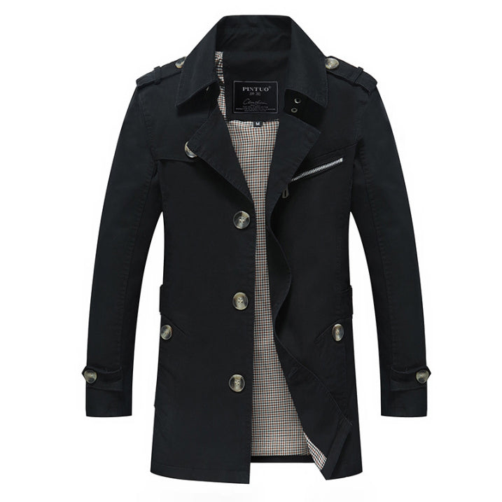 Men's trench coat water-repellent double-breasted elegant coat for men