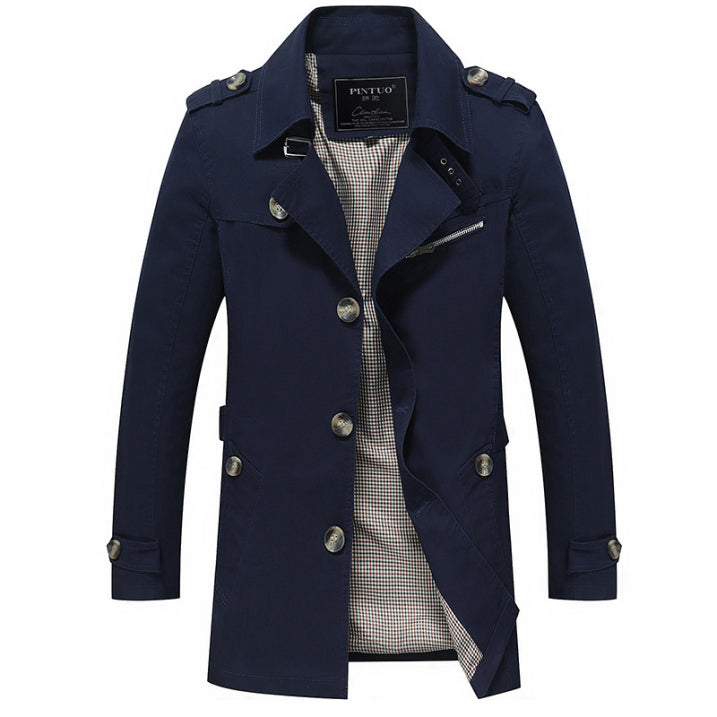 Men's trench coat water-repellent double-breasted elegant coat for men