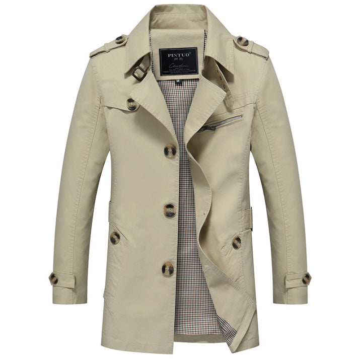 Men's trench coat water-repellent double-breasted elegant coat for men