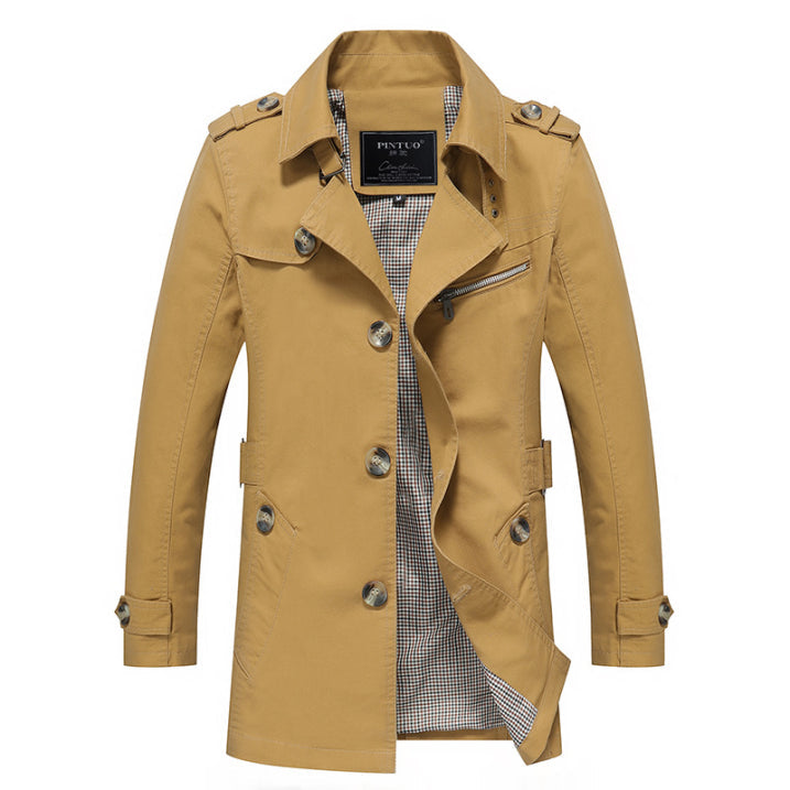 Men's trench coat water-repellent double-breasted elegant coat for men