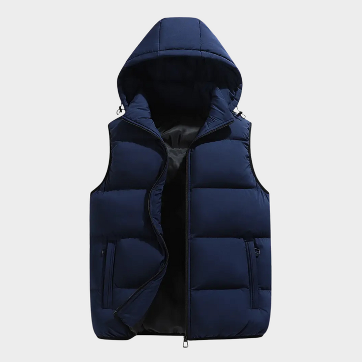 Men's quilted vest with hood light and functional