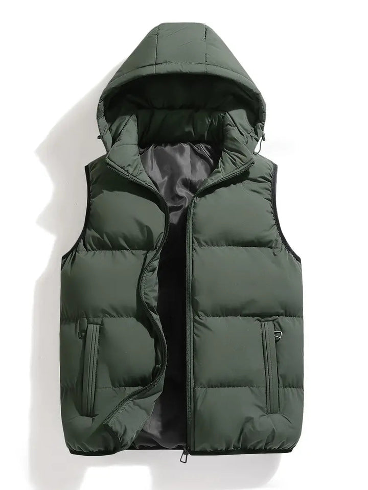 Men's quilted vest with hood light and functional