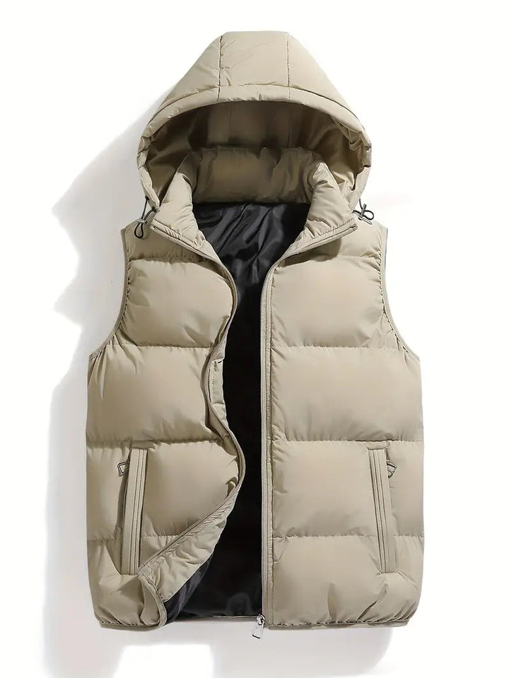 Men's quilted vest with hood light and functional