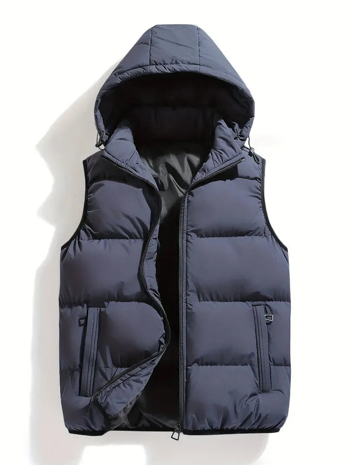 Men's quilted vest with hood light and functional