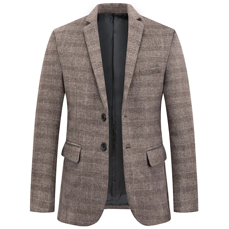 Men's Blazer Gray Khaki Elegant Versatile High-Quality Fabrics