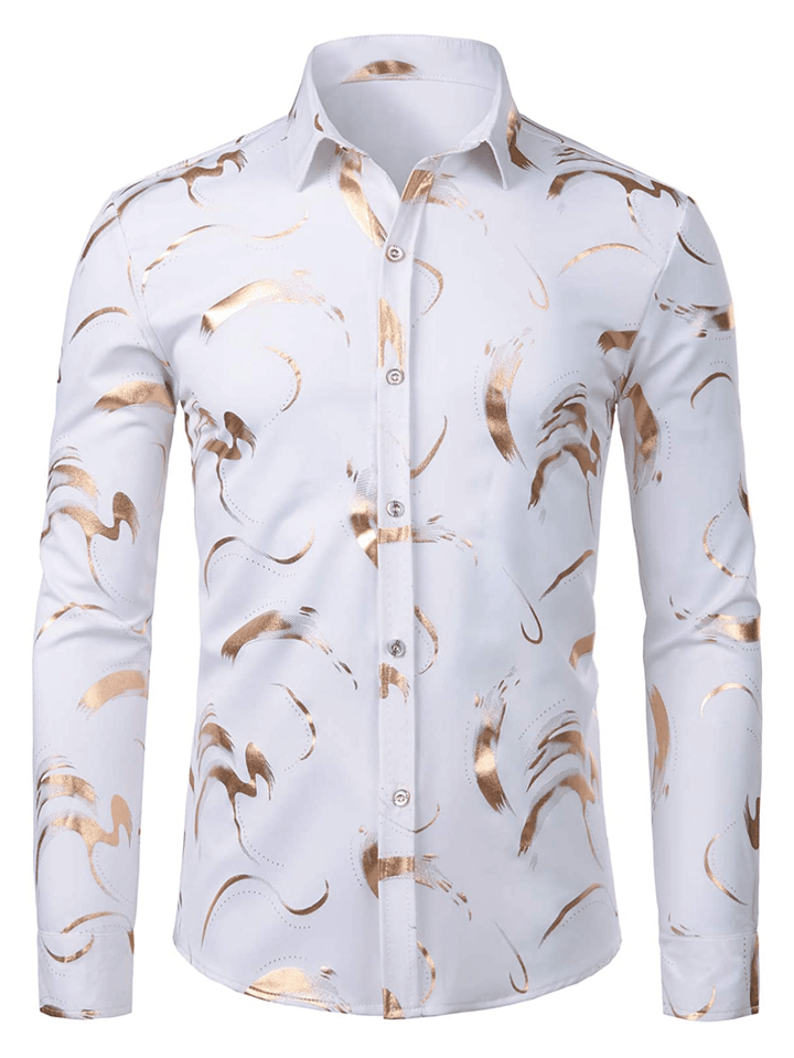 Chemise homme manches longues coton design moderne imprimé