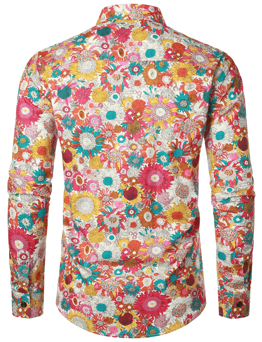 Men's Shirt Long Sleeve Cotton Vintage Floral Print