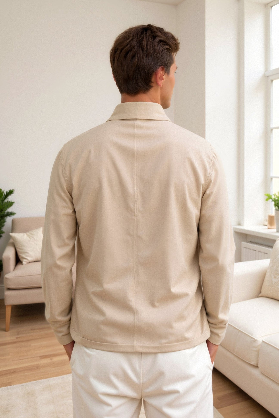Men's Jacket Minimalistic Lightweight Fabric Casual Style