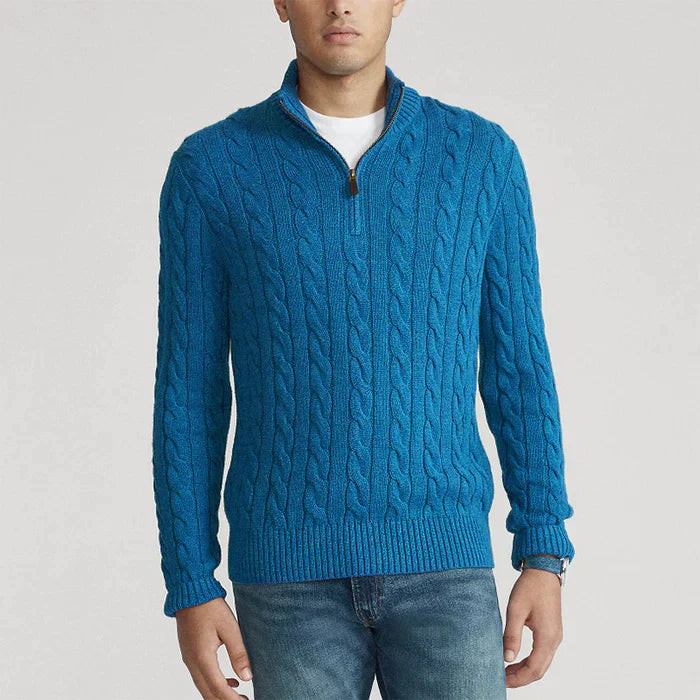 Herrenpullover Baumwolle Halber Reißverschluss Strukturierter Look 3