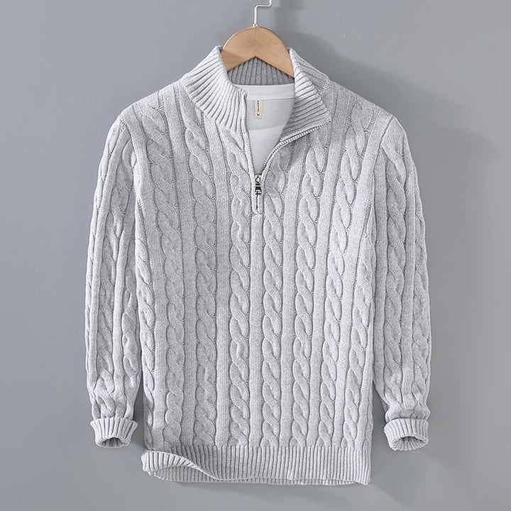 Herrenpullover Baumwolle Halber Reißverschluss Strukturierter Look 5