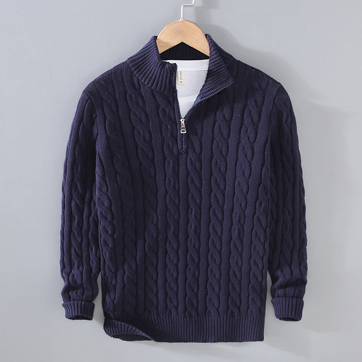 Herrenpullover Baumwolle Halber Reißverschluss Strukturierter Look 6