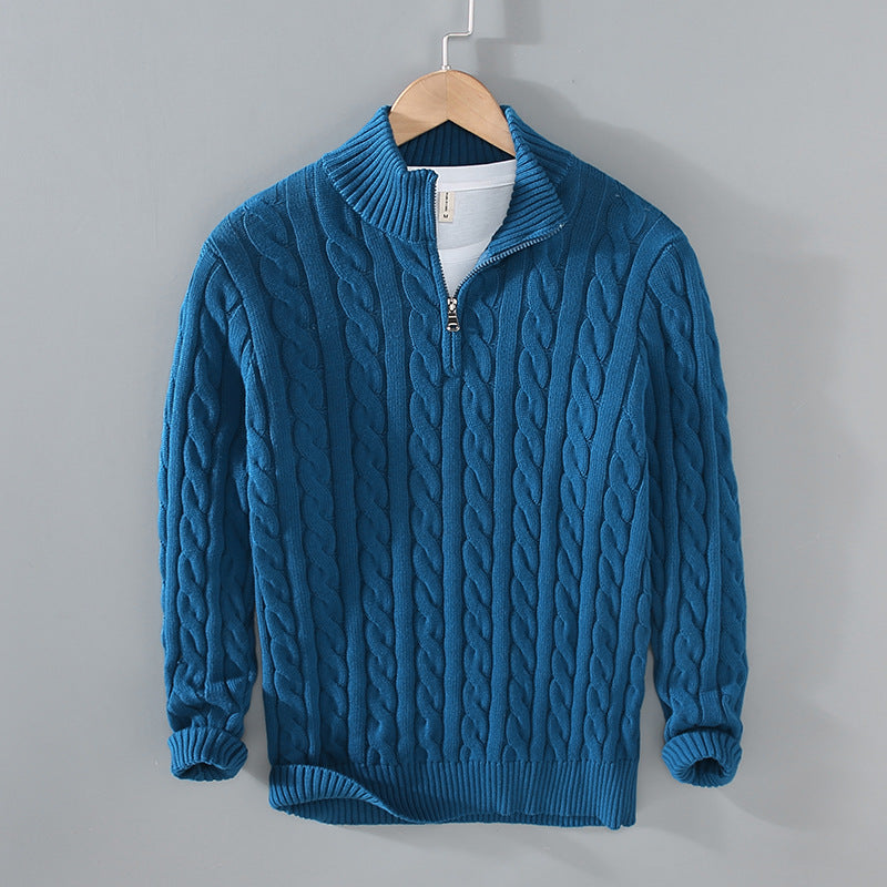 Herrenpullover Baumwolle Halber Reißverschluss Strukturierter Look 7