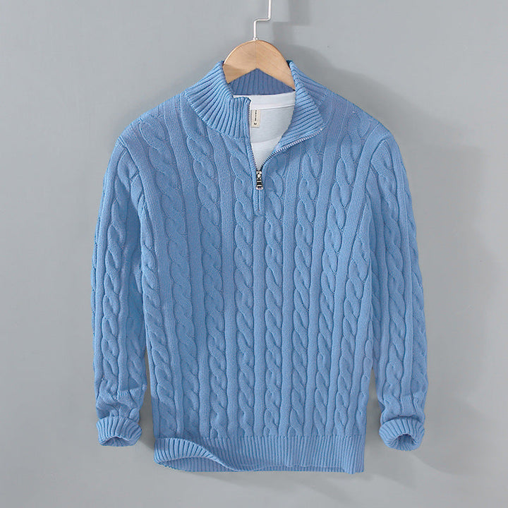 Herrenpullover Baumwolle Halber Reißverschluss Strukturierter Look 8