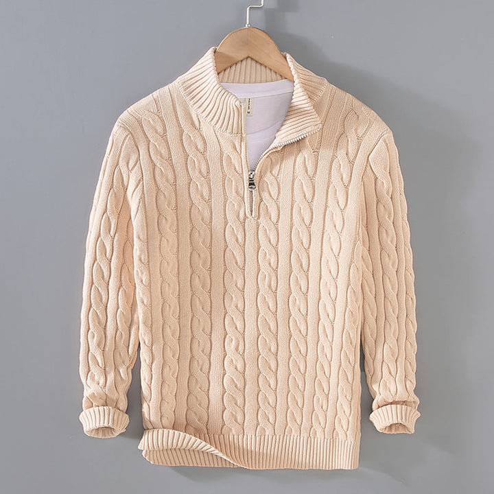 Herrenpullover Baumwolle Halber Reißverschluss Strukturierter Look 9