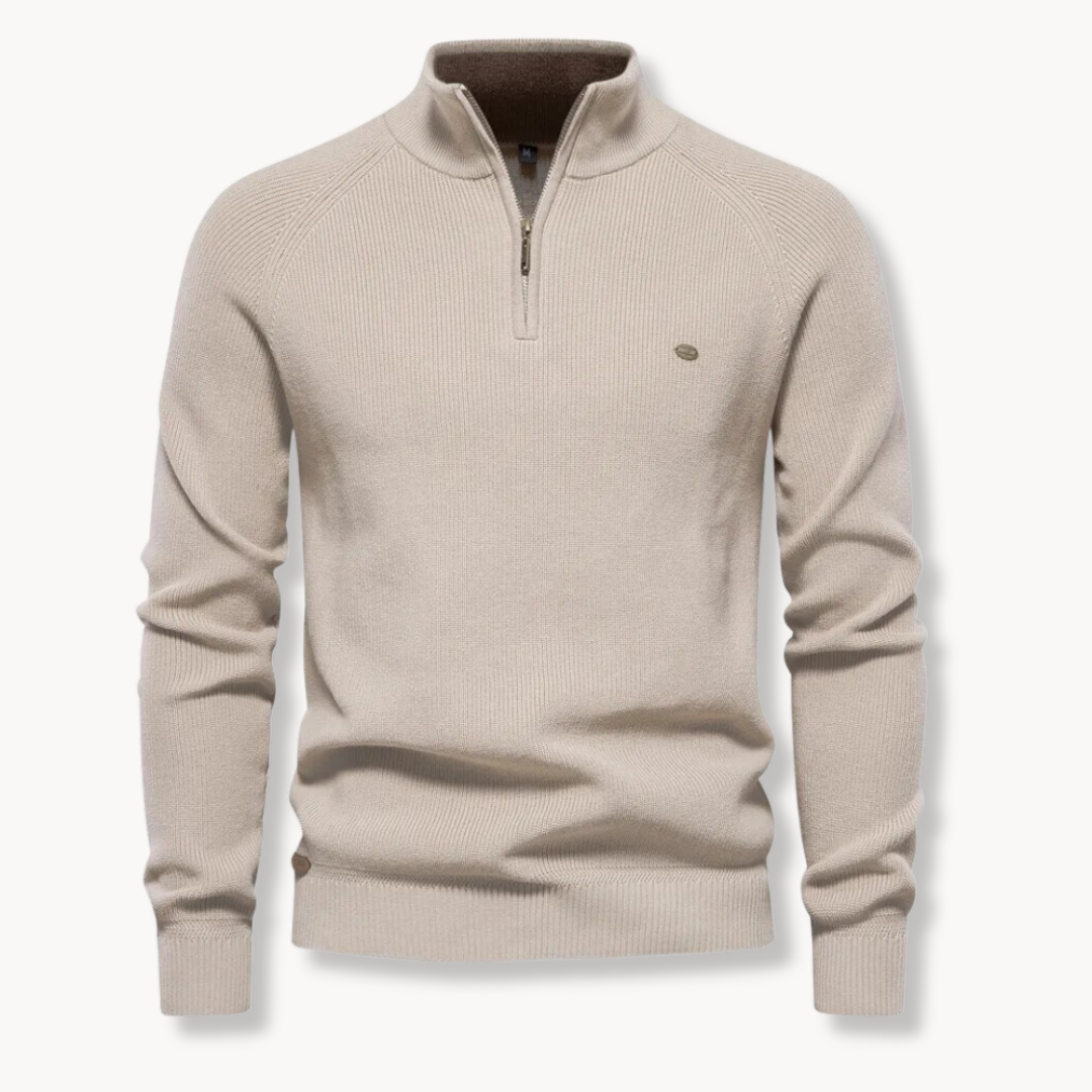 Herrenpullover Baumwollmischung Halber Reißverschluss Slim Fit 2