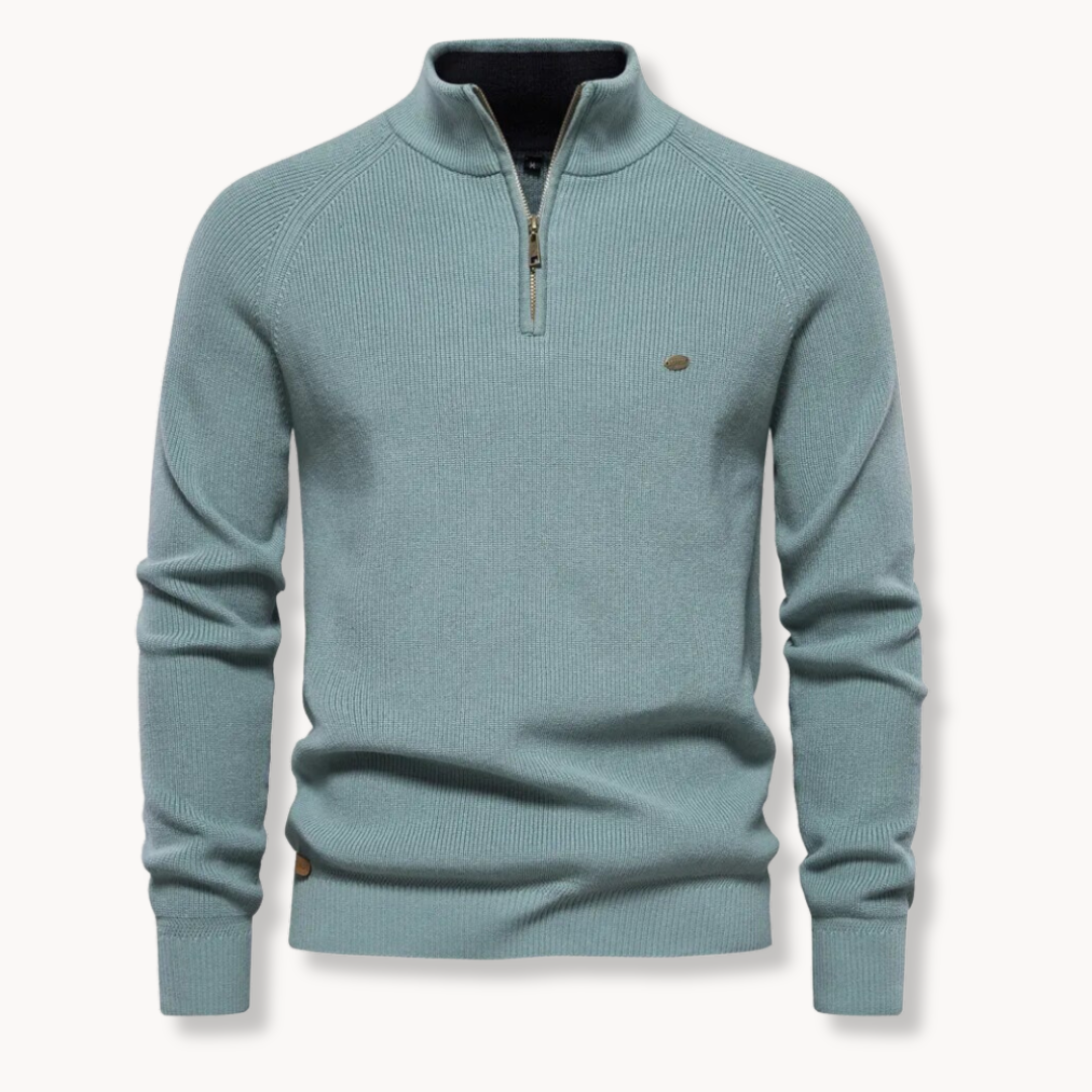 Herrenpullover Baumwollmischung Halber Reißverschluss Slim Fit 3