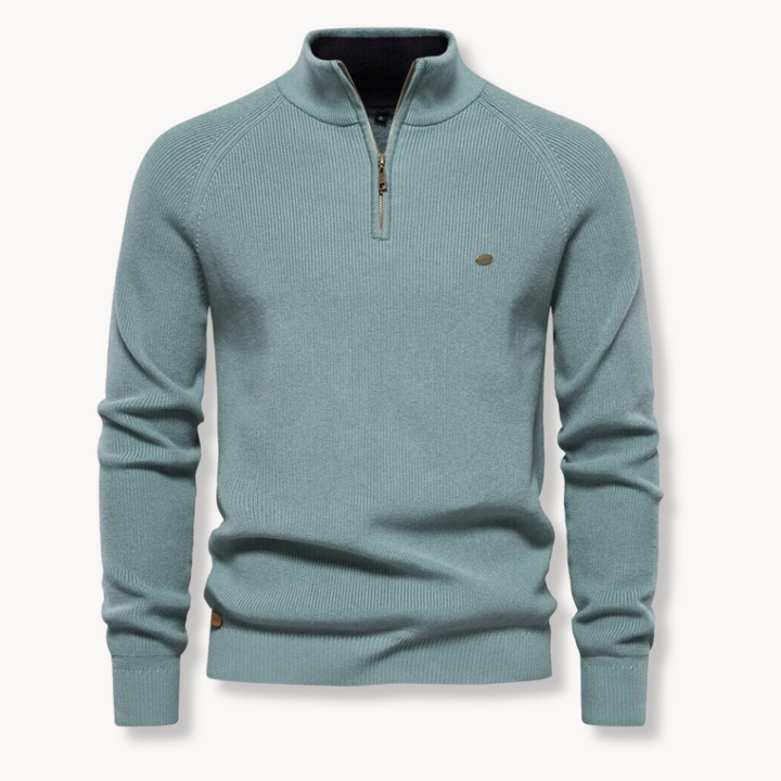 Herrenpullover Baumwollmischung Halber Reißverschluss Slim Fit 3