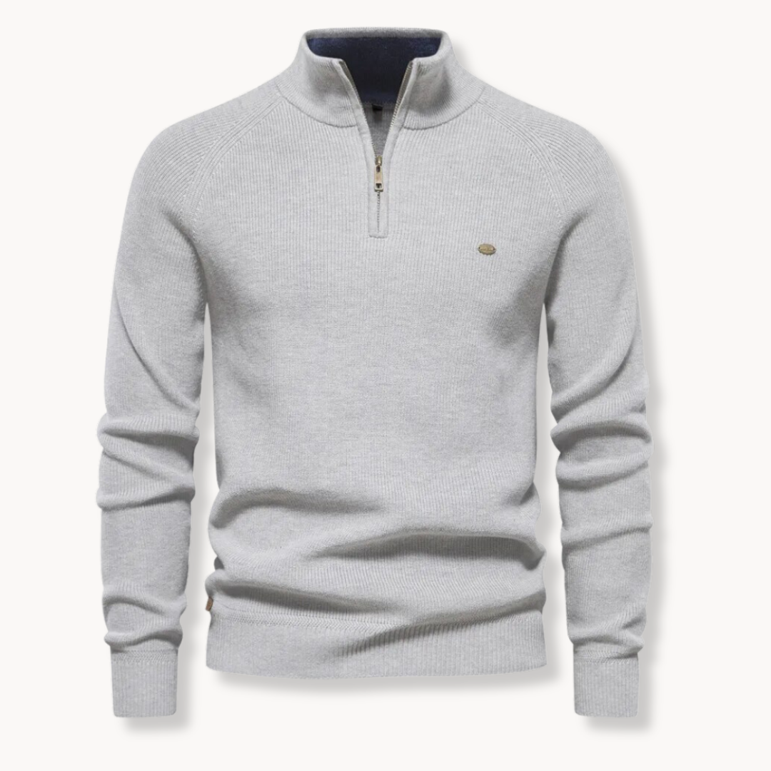 Herrenpullover Baumwollmischung Halber Reißverschluss Slim Fit 4