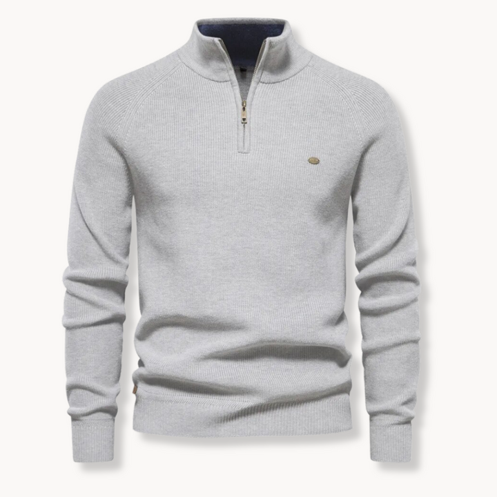Herrenpullover Baumwollmischung Halber Reißverschluss Slim Fit 4