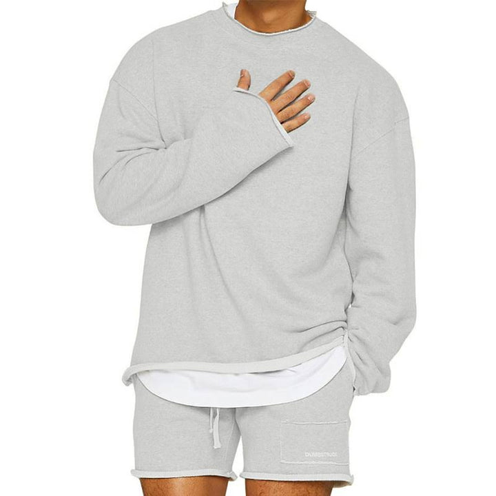 Herrenpullover Rundhals Baumwolle Lässig Langarm