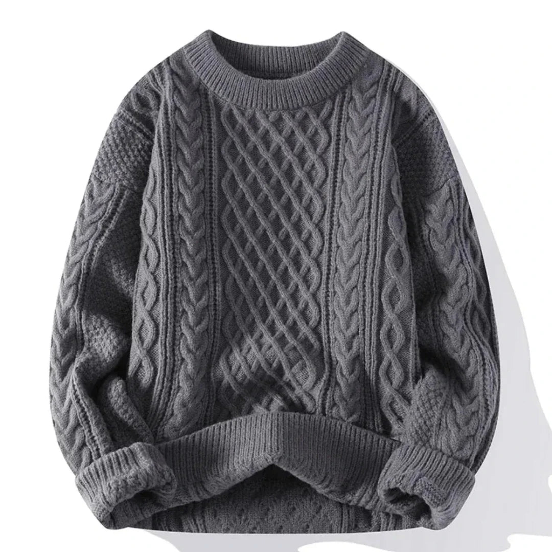 Męski sweter dziany bawełniany klasyczny z długim rękawem