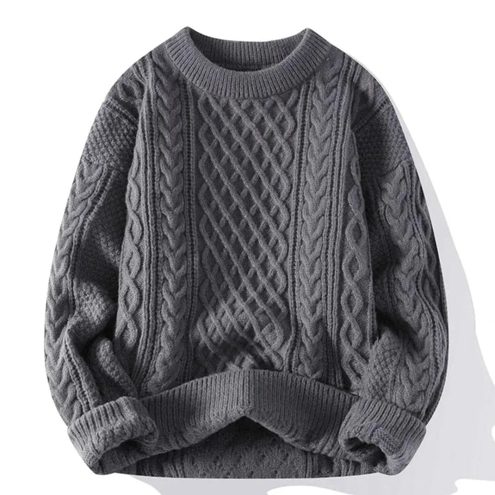Męski sweter dziany bawełniany klasyczny z długim rękawem