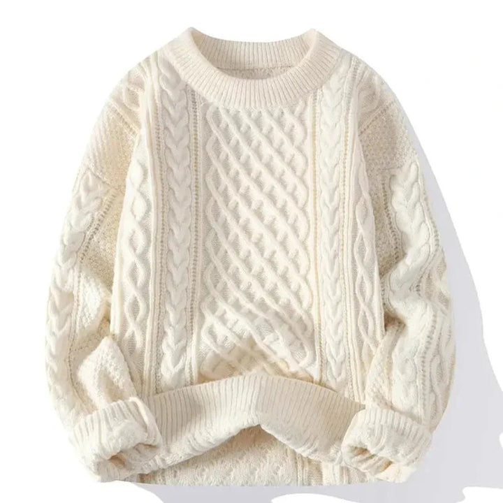 Męski sweter dziany bawełniany klasyczny z długim rękawem