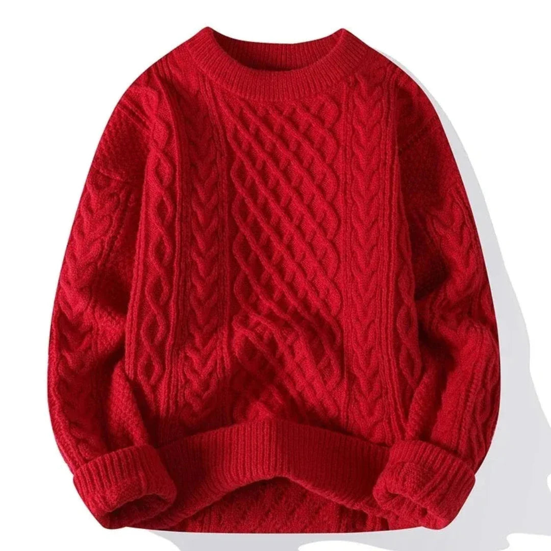 Męski sweter dziany bawełniany klasyczny z długim rękawem