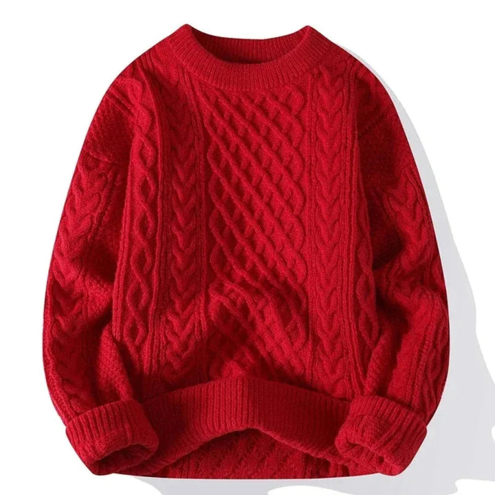 Męski sweter dziany bawełniany klasyczny z długim rękawem