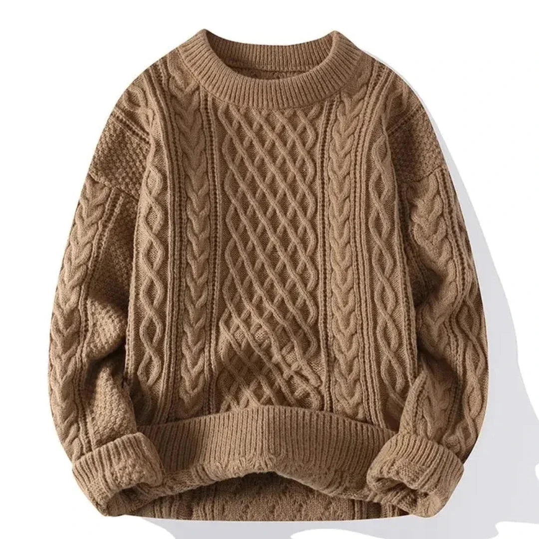 Męski sweter dziany bawełniany klasyczny z długim rękawem